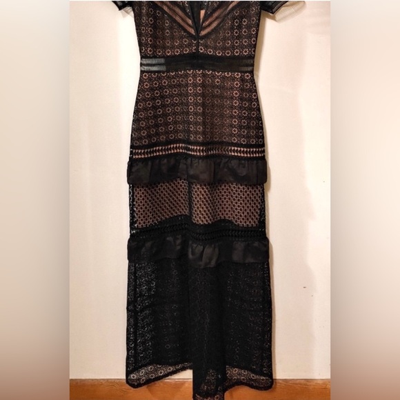 Self-Portrait | Crochet Lace Tiered Midi Dress - Picture 4 of 8